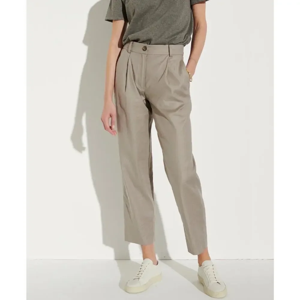 THE RESET R LABEL NWT Slouchy Trouser French Grey Size Large Office Pleated $198 - Picture 1 of 13